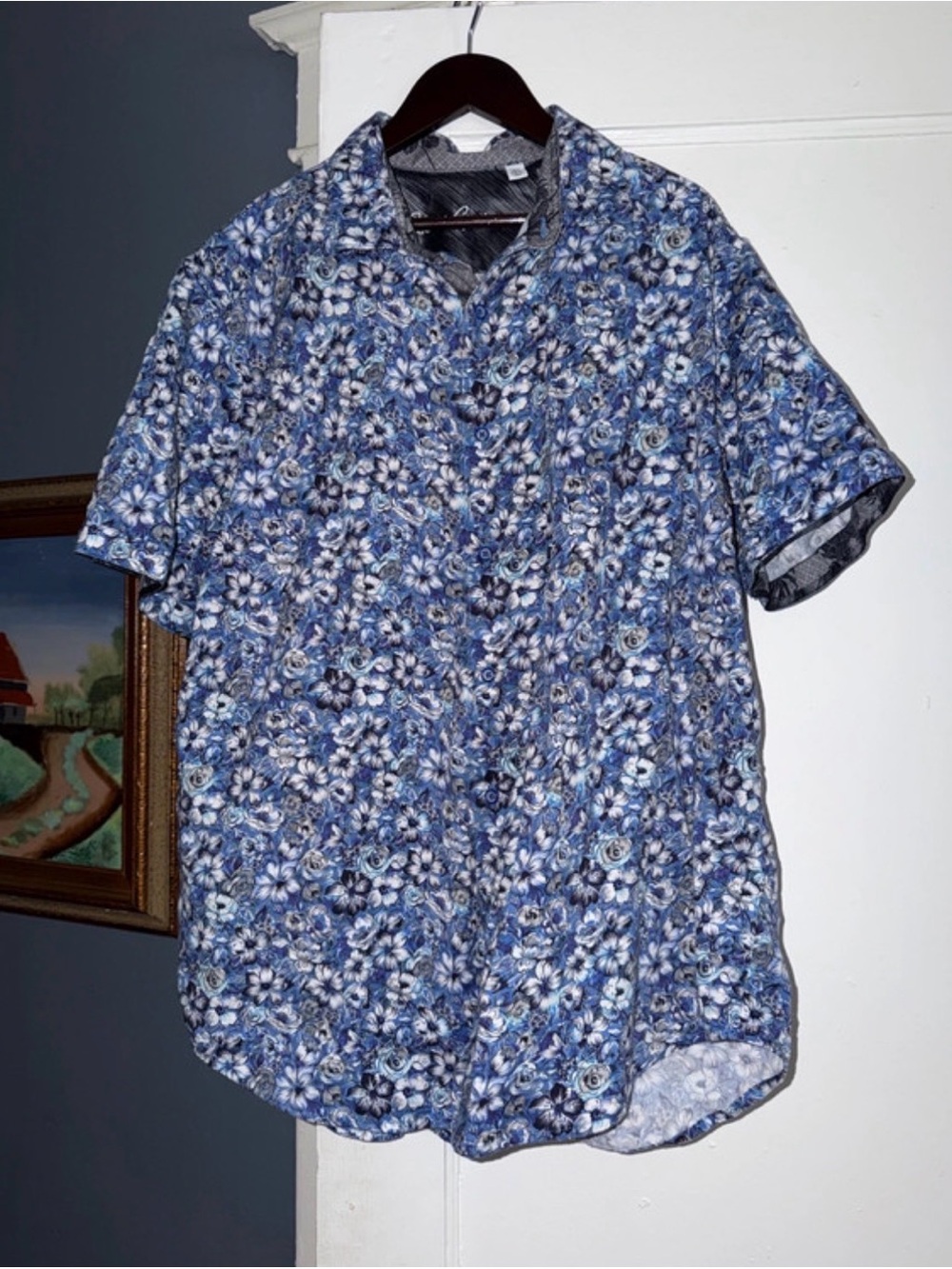 Robert Graham Blue Floral Short-Sleeve Button-Down Shirt